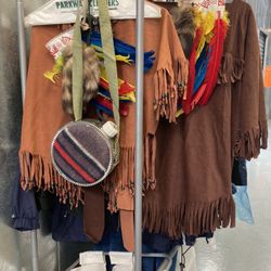 Hand Made Faux Suede American Indian Costume.  Size Child 4-6 Yr And 6-10