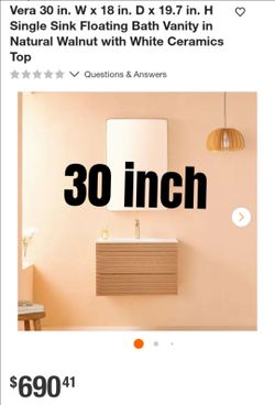 Vera 30" Floating Bath Vanity Natural Walnut White Ceramic Top