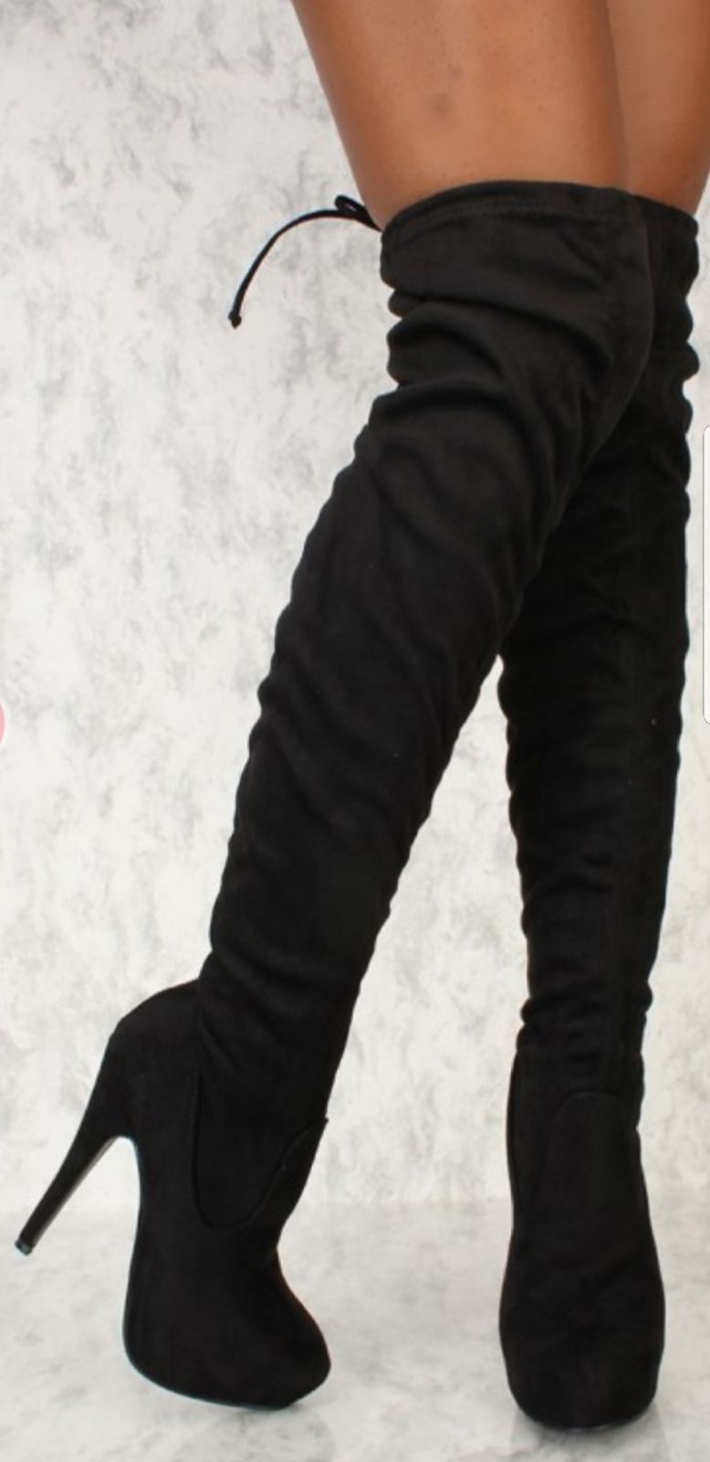 Black suede thigh high boots