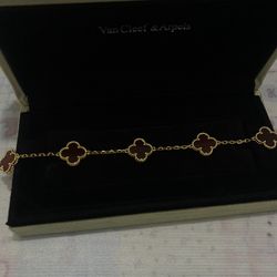Van Cleef & Arpels Wine Red Edge With Gold Metal Trim Bracelet 