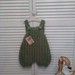 Cute Green Baby Romper For Boys Or Girls 6-9 Months