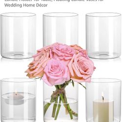 SUPMIND Glass Cylinder Vase Set of 5for Centerpieces, 5 Inch