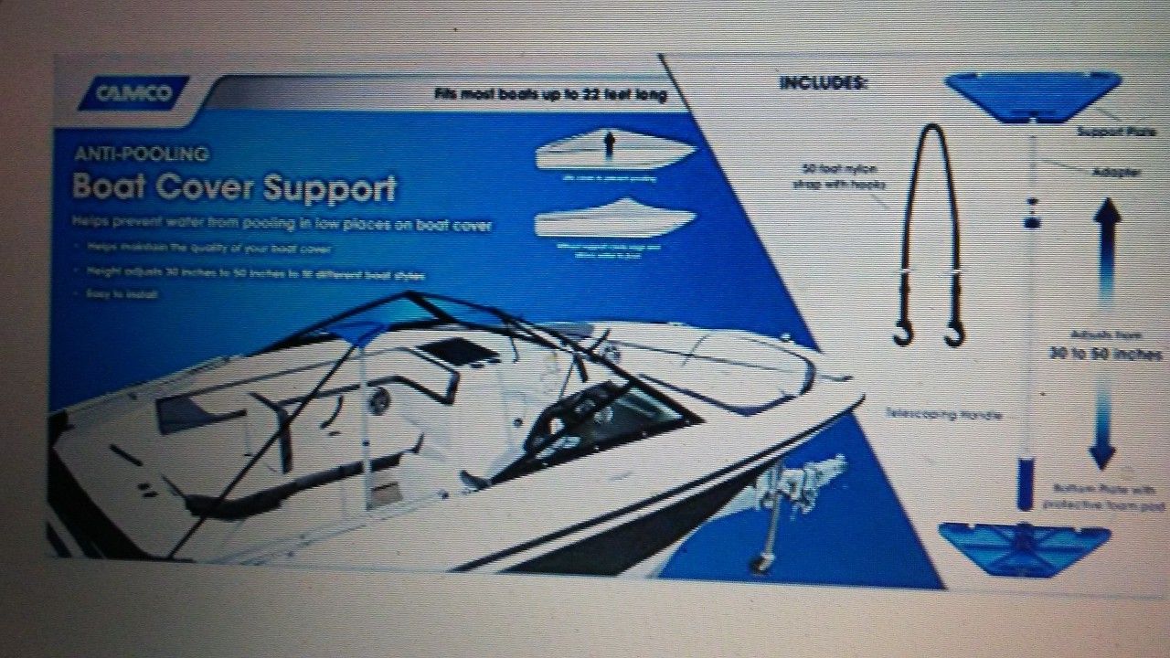 Support Pole and Strap System for Boat Storage Cover or Tarp.