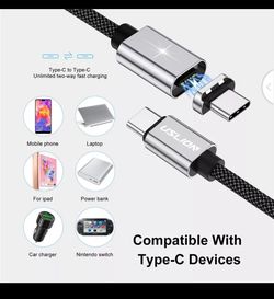 USLION 5A Magnetic USB Type C To USB C Cable For MacBook 100W PD Super Fast Charging USB-C Type-C Wire