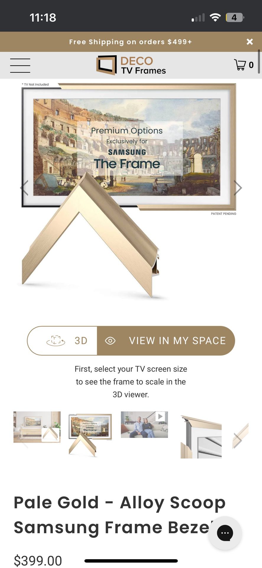 Deco 55 inch Pale Gold Samsung TV Frame