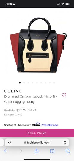 Brand-new beautiful Celine Paris Micro Luggage Tote Bag Never Used Genuine Leather Re/beige