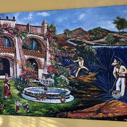 Oleo Painting exelent condition just have a little ript on the side not noticeable at the front 48x38