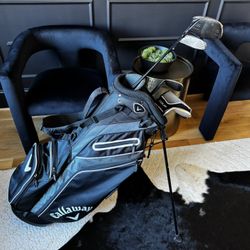 Golf Clubs & Callaway Bag (3 wedges, driver, fairway, & putter)