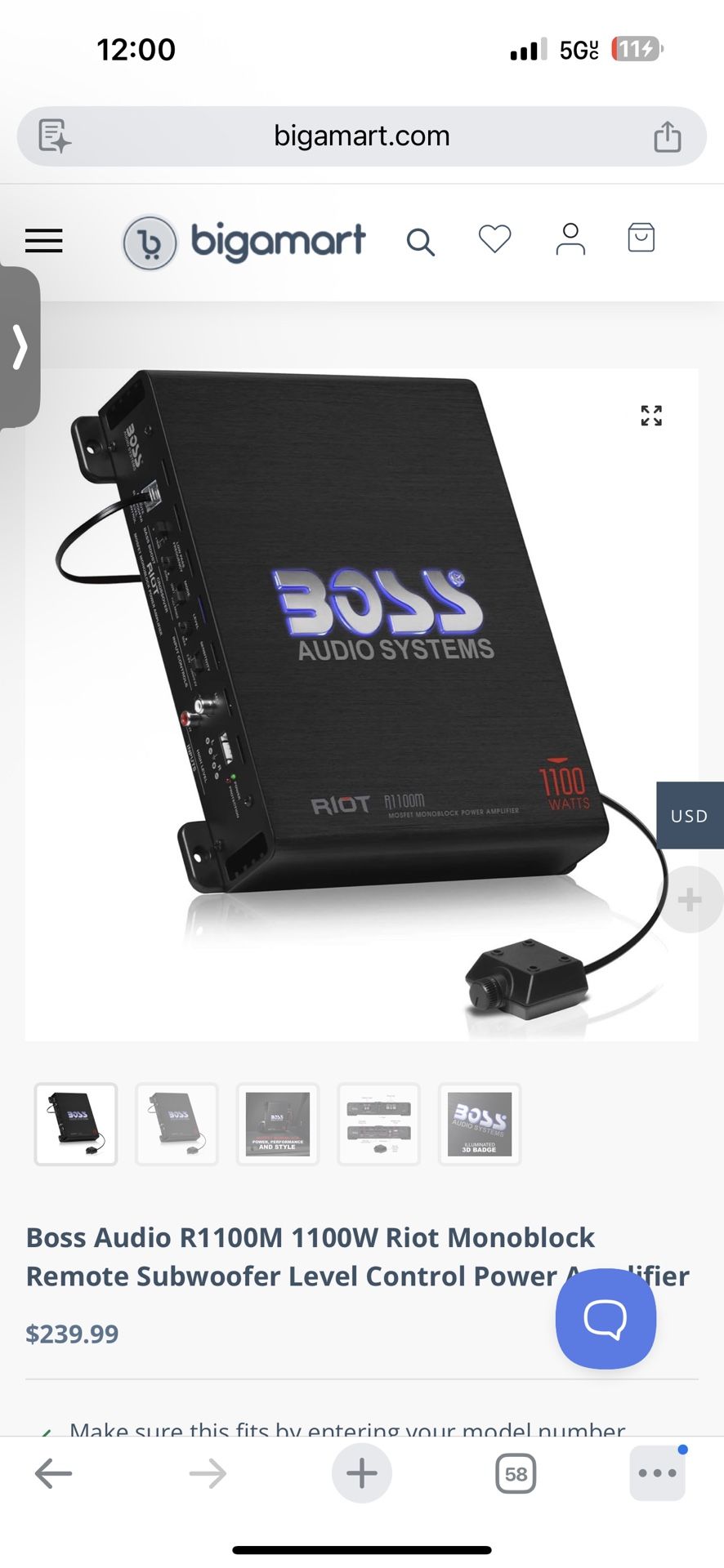 Boss Riot R1100m Mono block 100 Watt Amplifier
