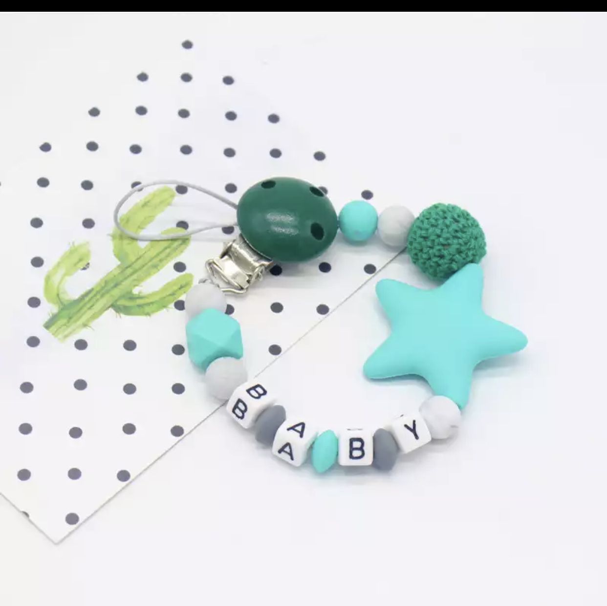 New Silicone Baby Pacifier Clips Letter Shape DIY Colorful Pacifier Chain for Baby Teething Soother Chew Toys Dummy Clip Holder