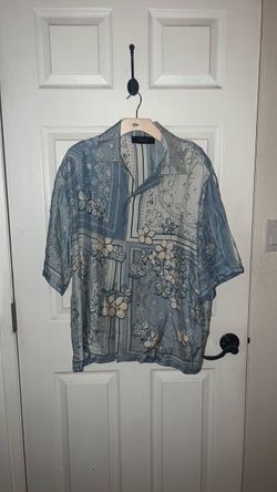 Amiri baby blue button up shirt