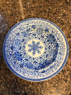 Vintage Blue and White Plate G.L. Ashworth and Bros RD No. (contact info removed) English Pottery 8.5” Round In Excellent Condition