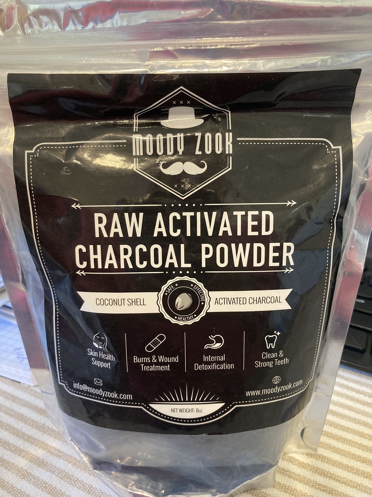 Moody Zook Raw Activated Charcoal Powder NEW SEALED