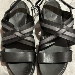 Cole Haan Women's 2.Zerogrand Criss Cross Platform Sandal Flat 10.5 Black Grey