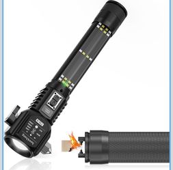 18-in-1 Car Emergency Flashlight, Window Breaker Seatbelt Cutter 800LM solar/usb flashlight, magnetic base, emergency power bank, electric lighter, 12