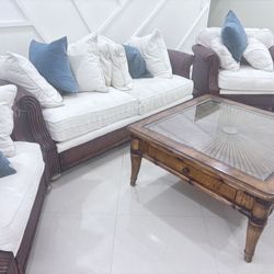 Must Go Soon!! Bamboo Sofa + 2 Chairs + 3 Tables – Pet/Smoke Free Home