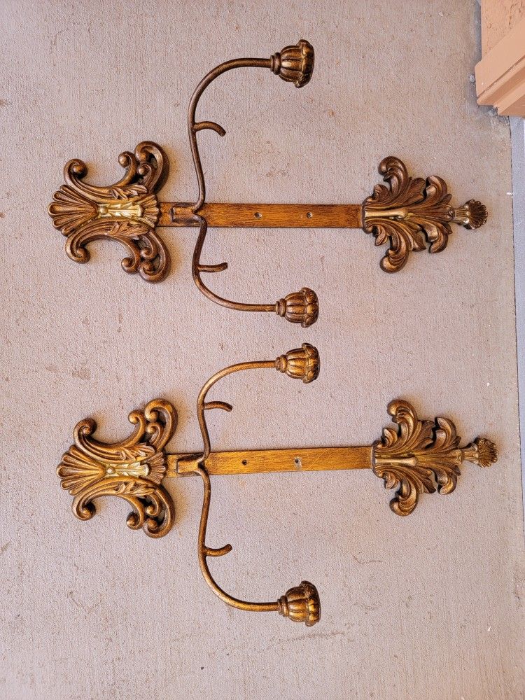 Antique Spanish Cathedral Gold Gilt Brass Candelabra 