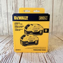 DEWALT 20V MAX 8.0-Ah Batteries, 2-Pack (DCB208-2) - BRAND NEW