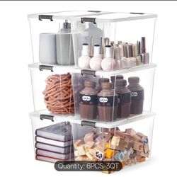 Moving sale! 6pcs storage boxes Plastic Storage Bins with Lids Stackable Home & Kitchen-Storage & Organization