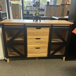Sideboard Buffet Cabinet with Sliding Barn Doors and 3 Drawers,47" Wood Farmhouse Storage Cabinet