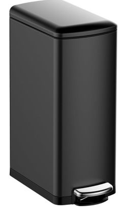 8 Gallon / 30L Slim Black Stainless Steel Trash Can – Soft Close