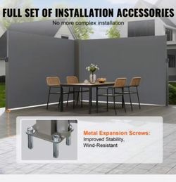 VEVOR Retractable Side Awning, 79''x 236'' Outdoor Privacy Screen, 180g Polyester Water-proof Retractable Patio Screen, UV 30+ Room Divider Wind Scree