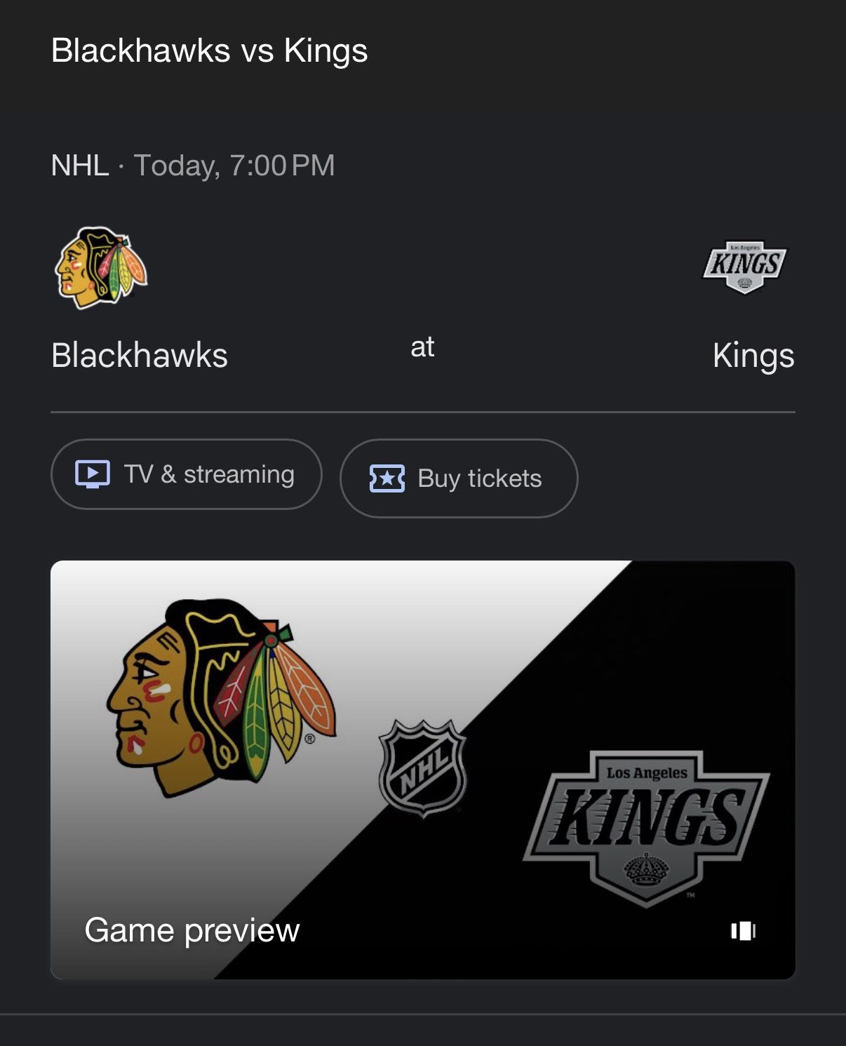 VIP suite Kings Vs. Blackhawks tickets