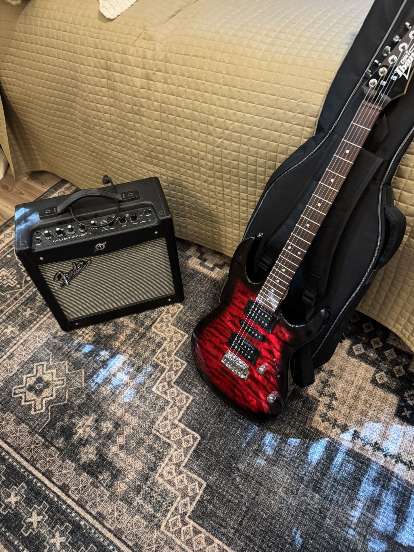 Ibanez Electric Guitar and Fender Amp