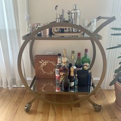 Round Brass Bar Cart 