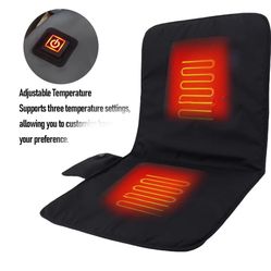 USB Heated Seat Cushion Pad – 3 Heat Settings, Portable Electric Chair Warmer for Camping, Office, Home