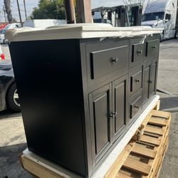 OVE Decors Kensington 60-in Antique black Double Sink Bathroom Vanity with White Engineered Stone