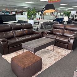 Special Deal🚨Beautiful Power Reclining Top Grain Leather Sofa&Loveseat