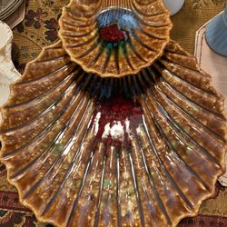 Mccoy Shell Shapped 2 Teir Chip And Dip Platter 