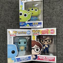 3x Funko Pop Lot Squirtle / Austin Powers/ Toy Story