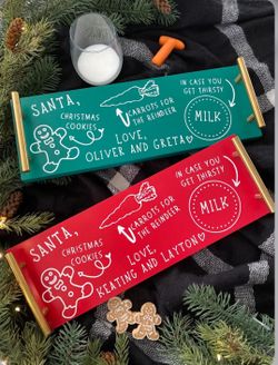 Milk and Cookies for Santa Wood Tray