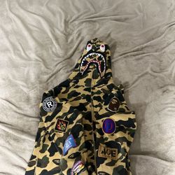 Authentic BAPE camo yellow shark full zip hoodie A Bathing Ape Size XL