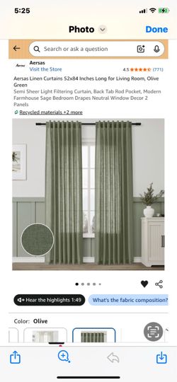 NEW Linen Curtains 52x84 Inches Long