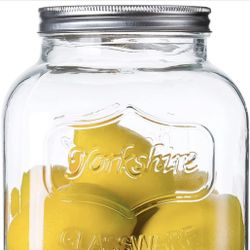 1 Gallons Mason Jar with Brushed Tin Lid, Large Glass Wide Mouth Canning Food Storage Containers for Kitchen Canning Cereal, Pasta, Sugar, Beans, Spic