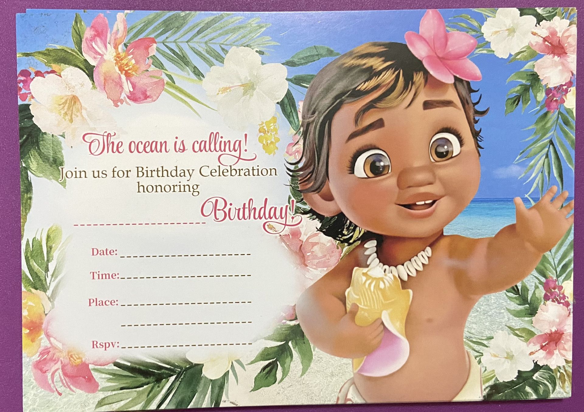 moana birthday invite