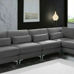 Julia Velvet / Metal Grey Modular Sectional (5 Boxes)


