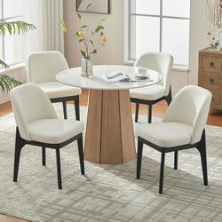 VKNOW Wooden Dining Chairs, Ivory