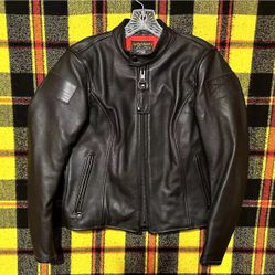 Vanson Leather Motorcycle Jacket For Grunt Style Size M Full Zip Front Black