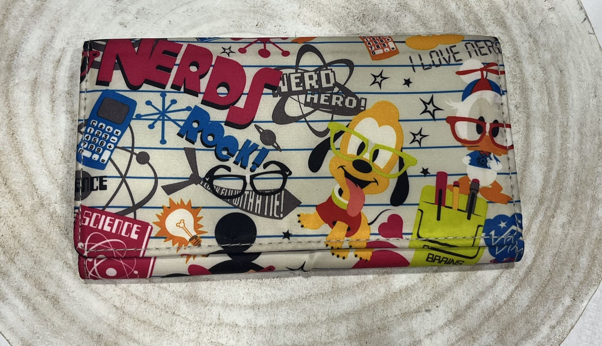 Disney Mickey Mouse Wallet I Love Nerds trifold wallet Minnie Goofy Disney Parks