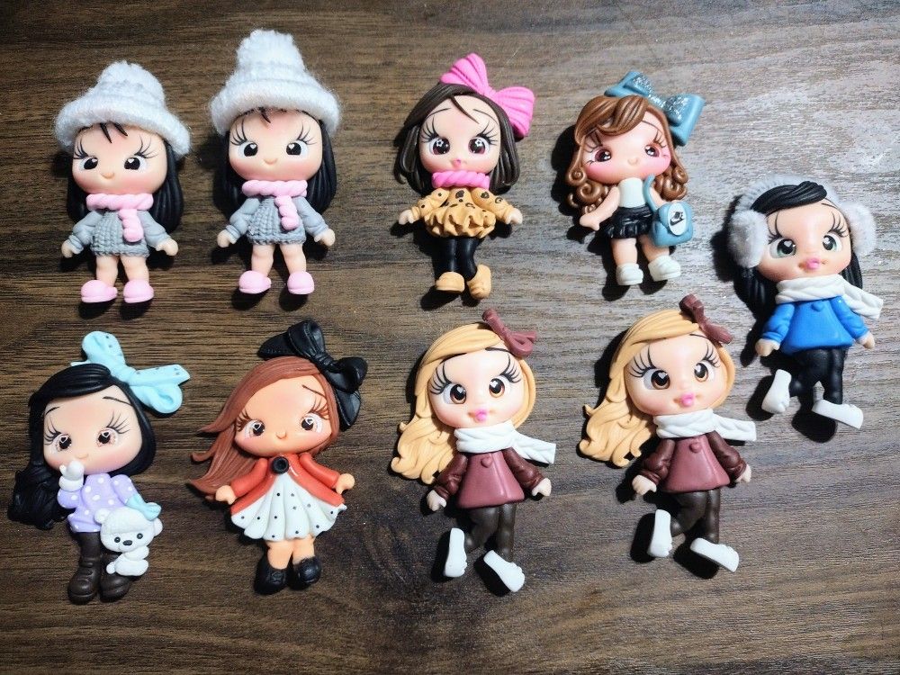 2 For $10 Clay Girl Dolls