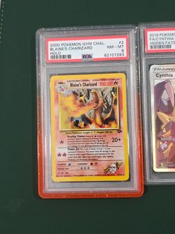 Blaines Charizard psa 8 pokemon card slab