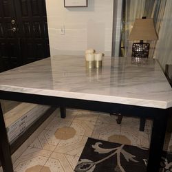Faux Marble White Wood Counter Height Table