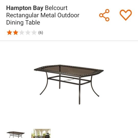 Hampton bay belcourt rectangular metal outdoor dining table online