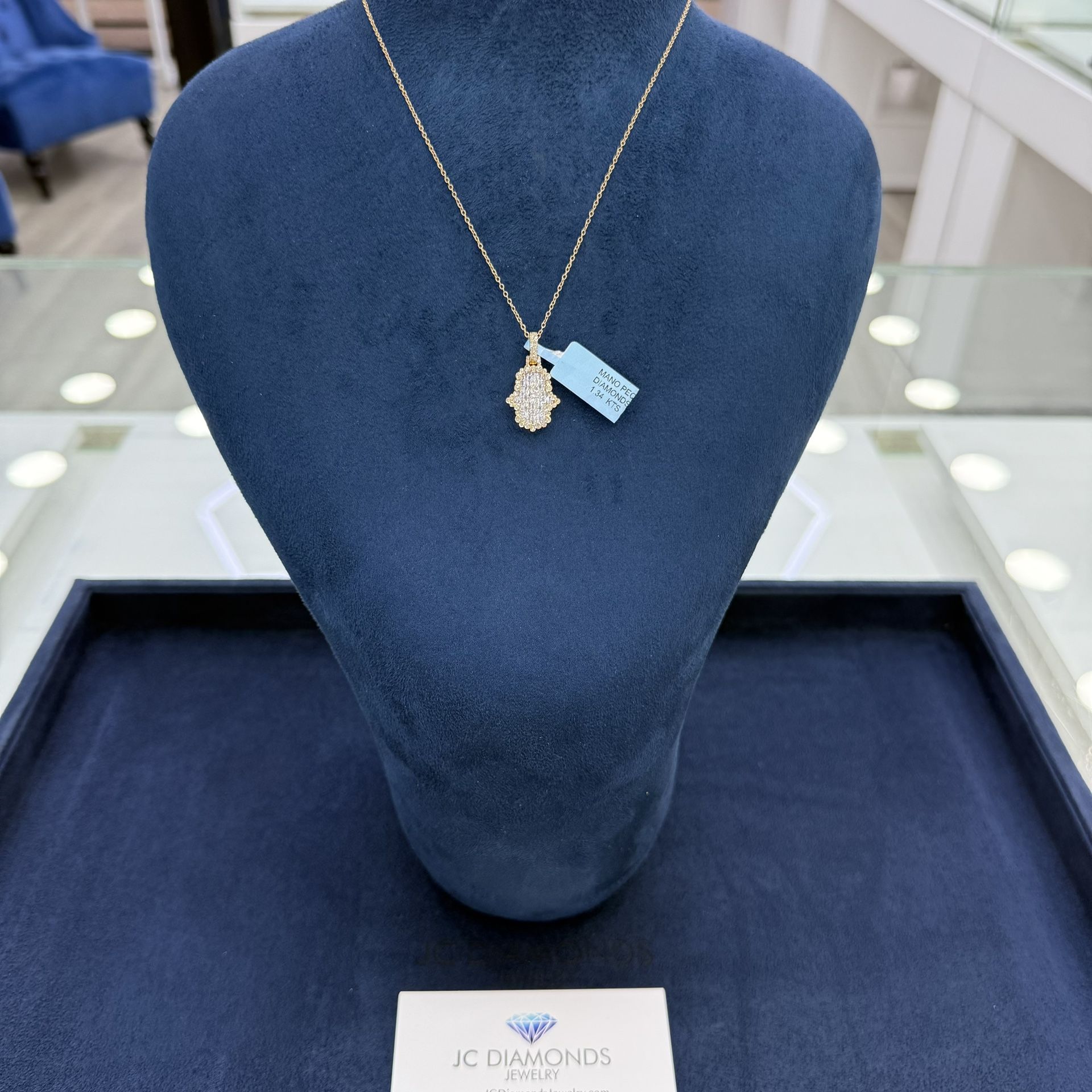 Pendant Hand 🤚 10k Gold Diamonds Real Natural Chain Including 