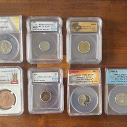 7 Total Coins - Starter Coin Collection Assorted Coins (ANACS, NGC, IGC Slabs)