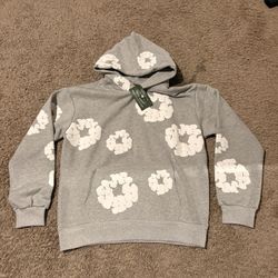 Grey Denim Tear Hoodie